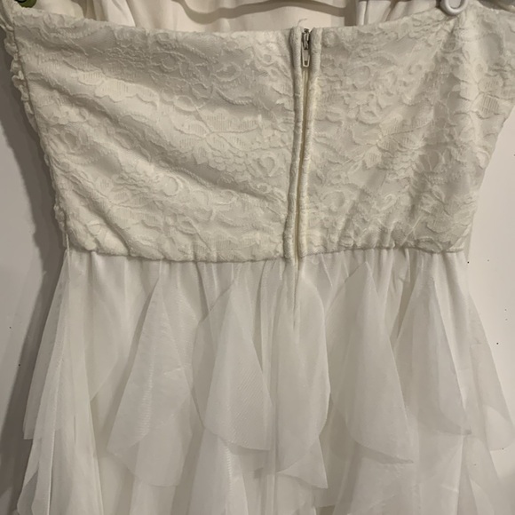 Formal Off White Lace Tulle High Low Dress Size 9 - Picture 4 of 9
